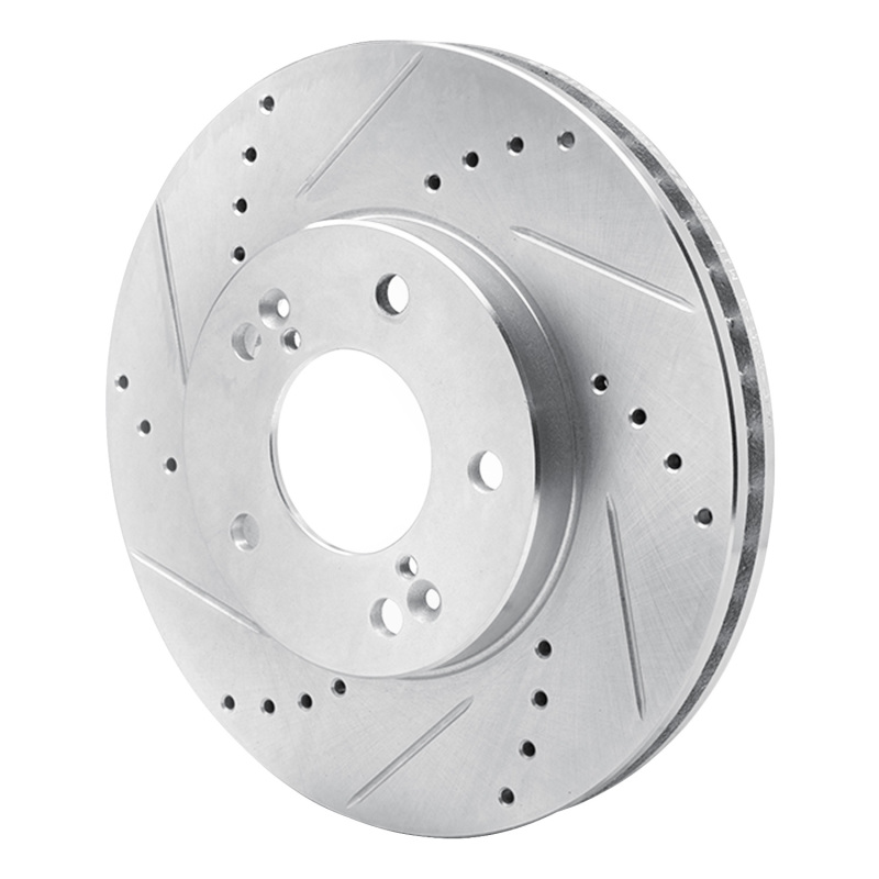 Hyundai XG350 Brake Rotor (1) - Front Left - R1 Concepts - Drilled & Slotted - Silver - `01-`03